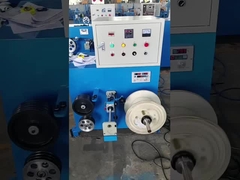 Çekim çekişi ve otomatik tel düzenlemesi ile çift başlı alma makinesi.